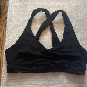 Aerie ruched black sports bra M